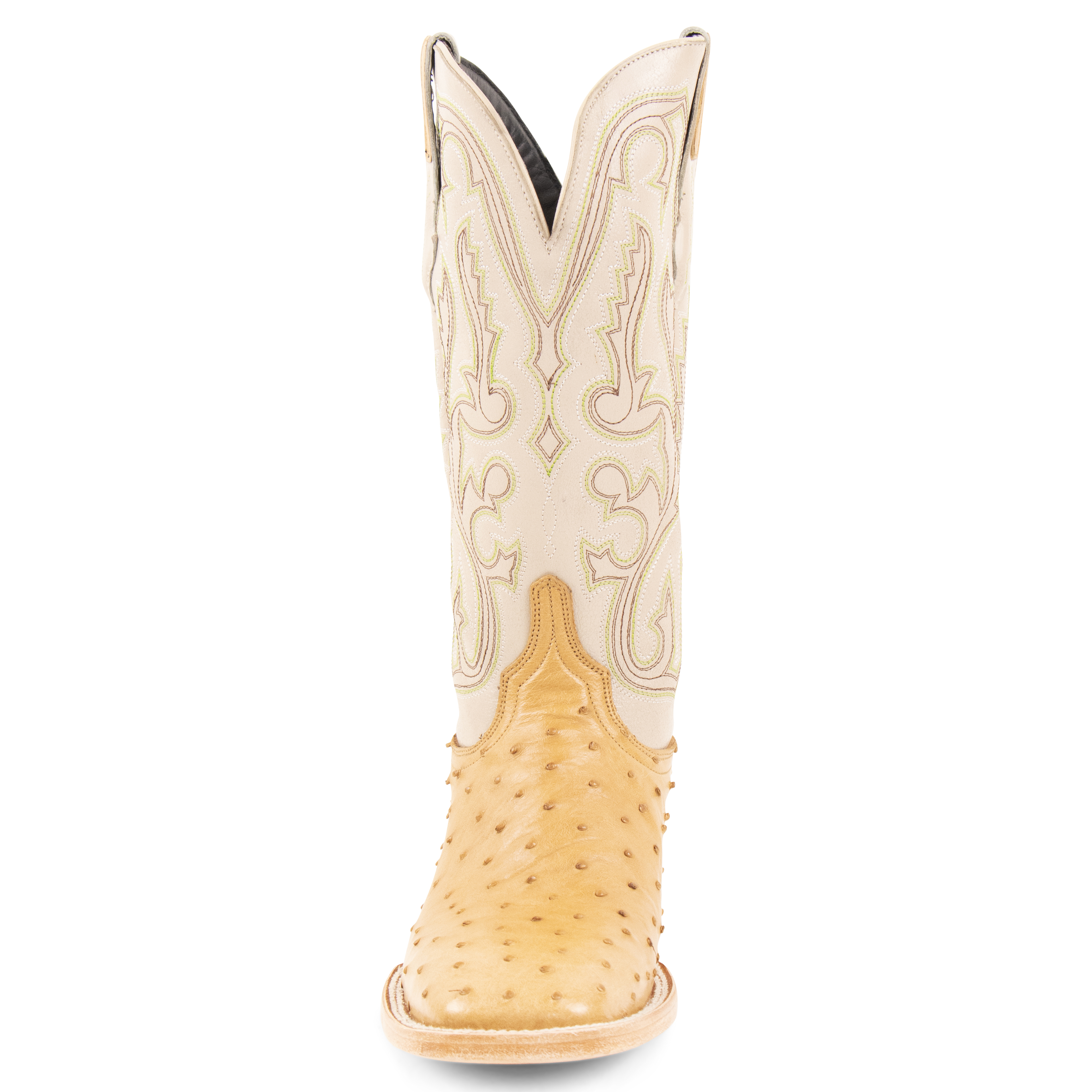 Full Quill Ostrich Saddle Tan - Square Toe
