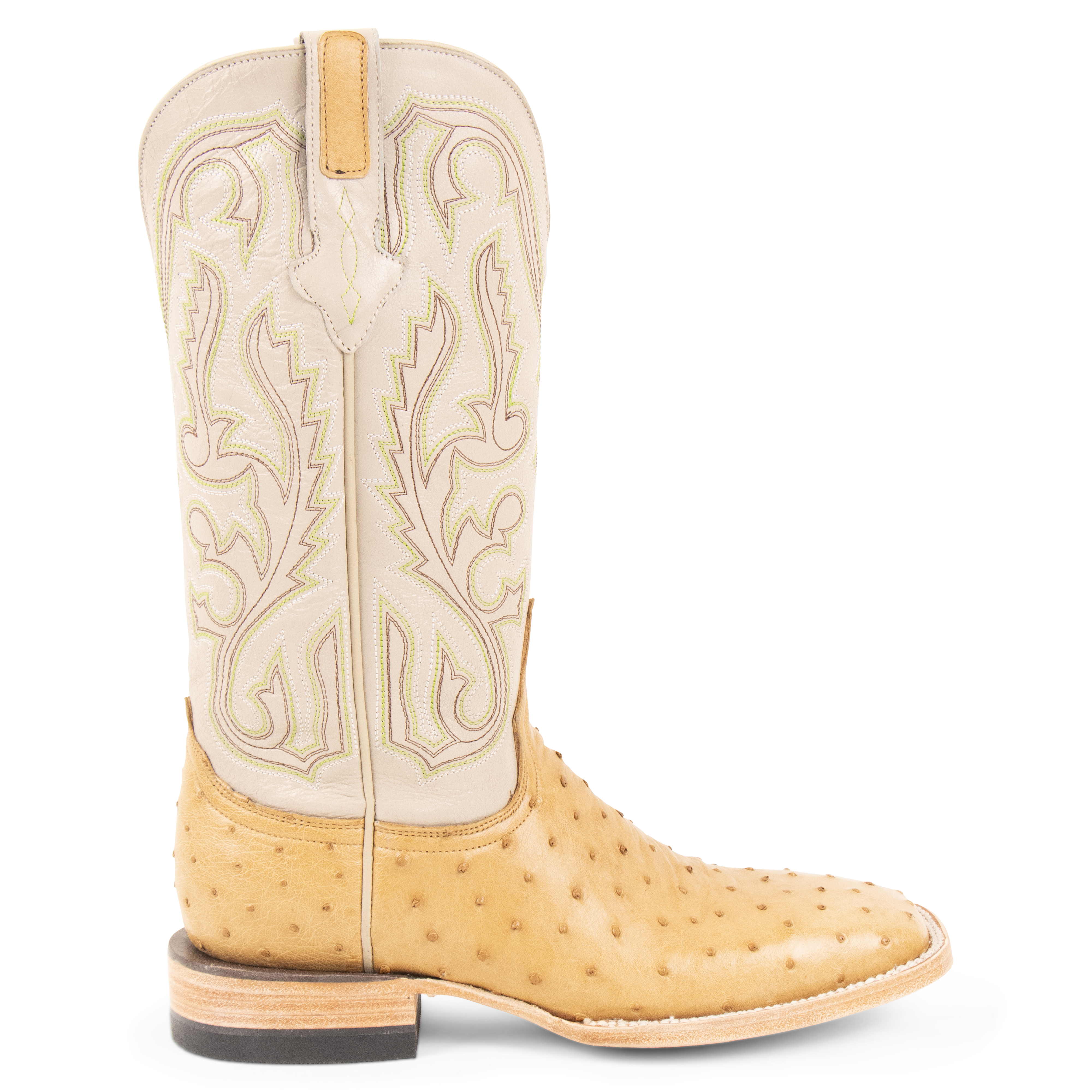 Full Quill Ostrich Saddle Tan - Square Toe