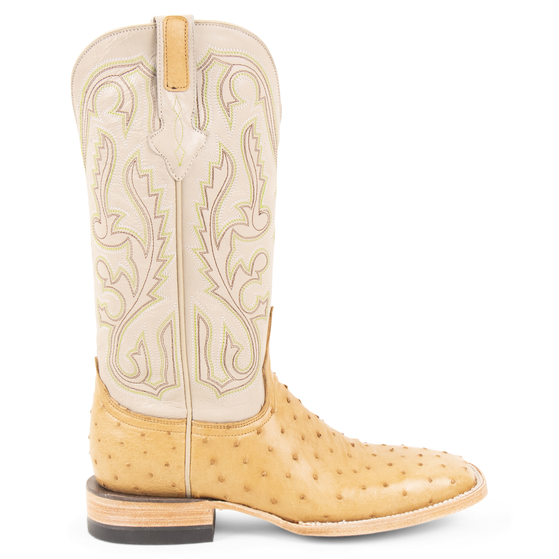 Full Quill Ostrich Saddle Tan - Square Toe