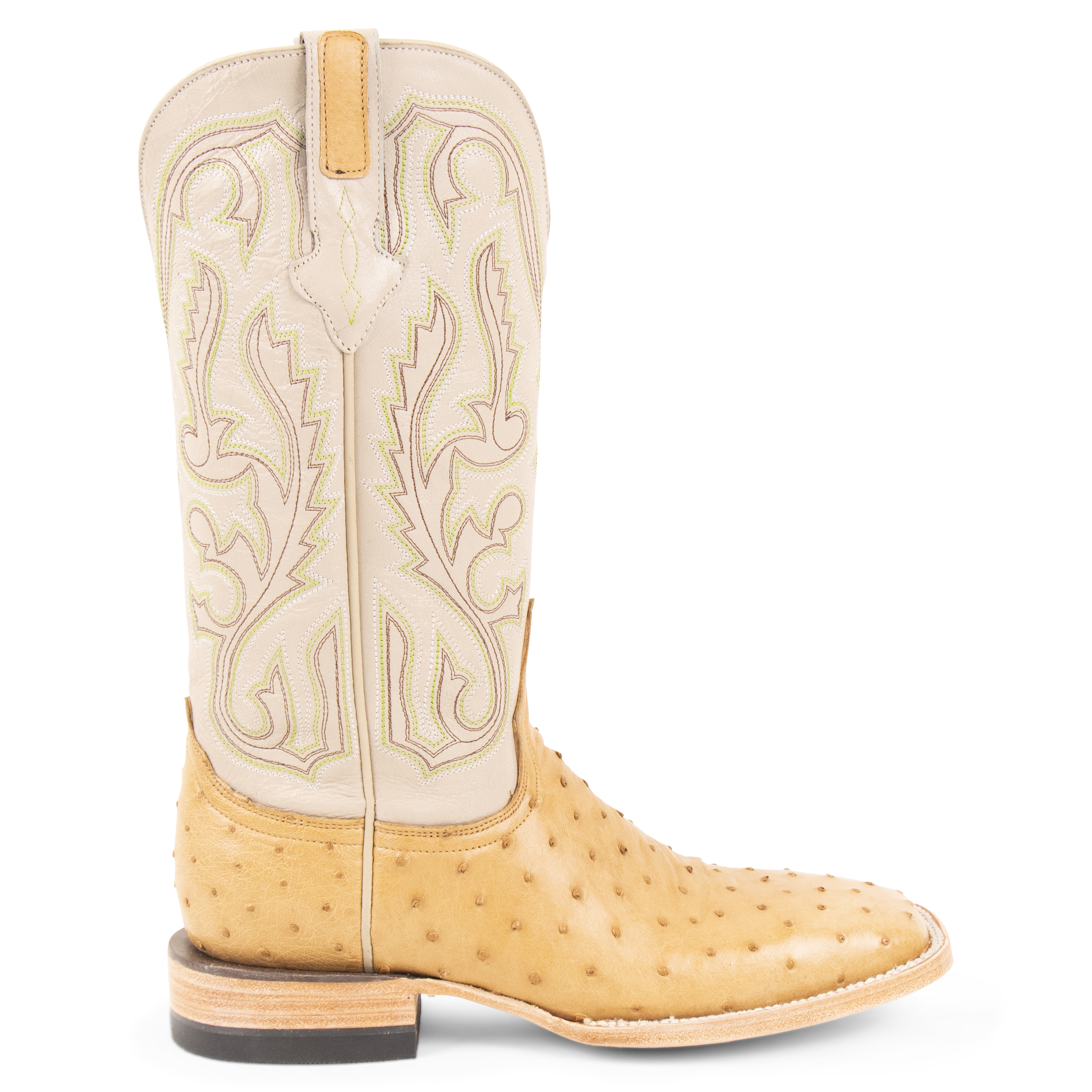 Full Quill Ostrich Saddle Tan - Square Toe