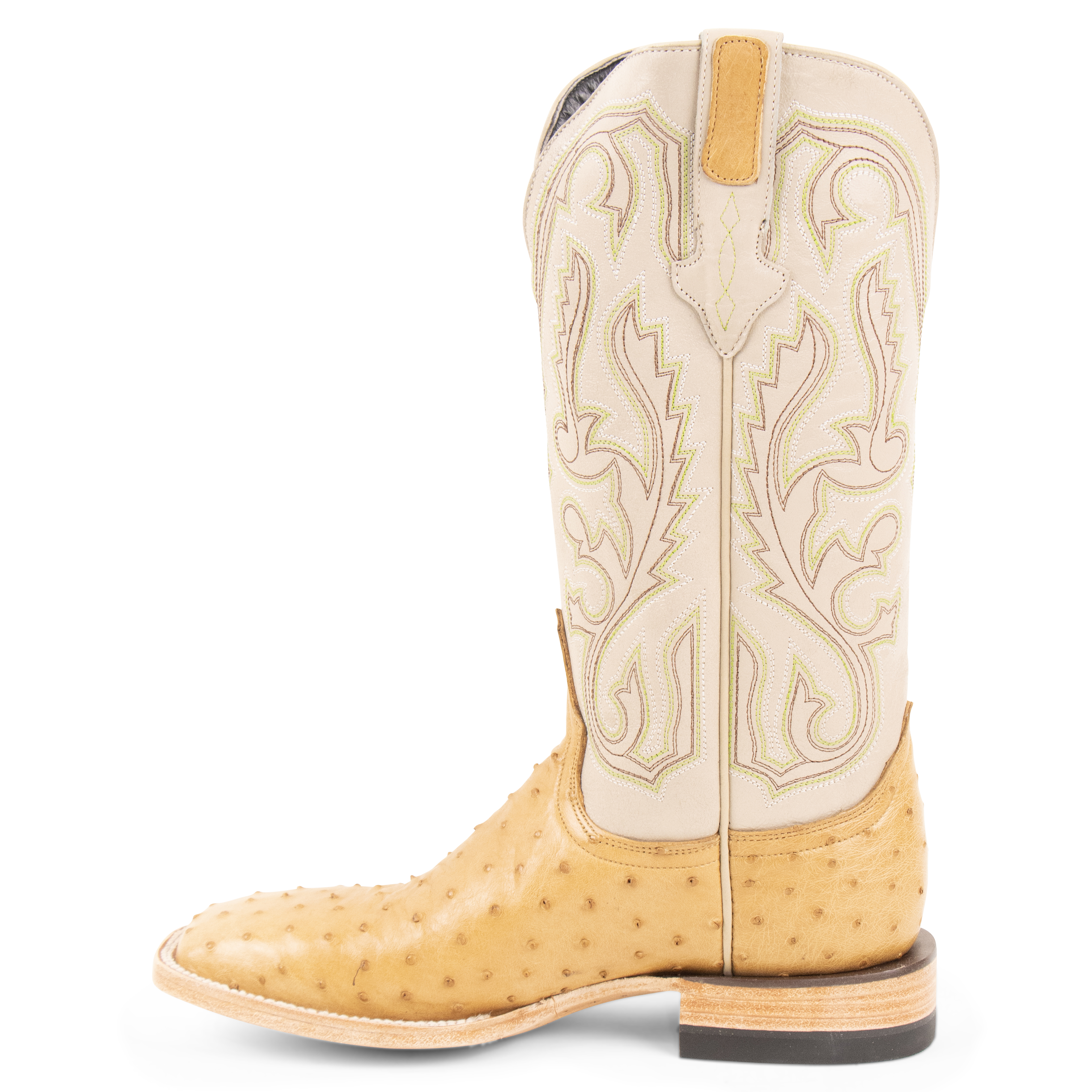 Full Quill Ostrich Saddle Tan - Square Toe