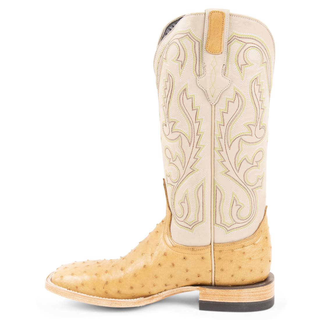 Full Quill Ostrich Saddle Tan - Square Toe