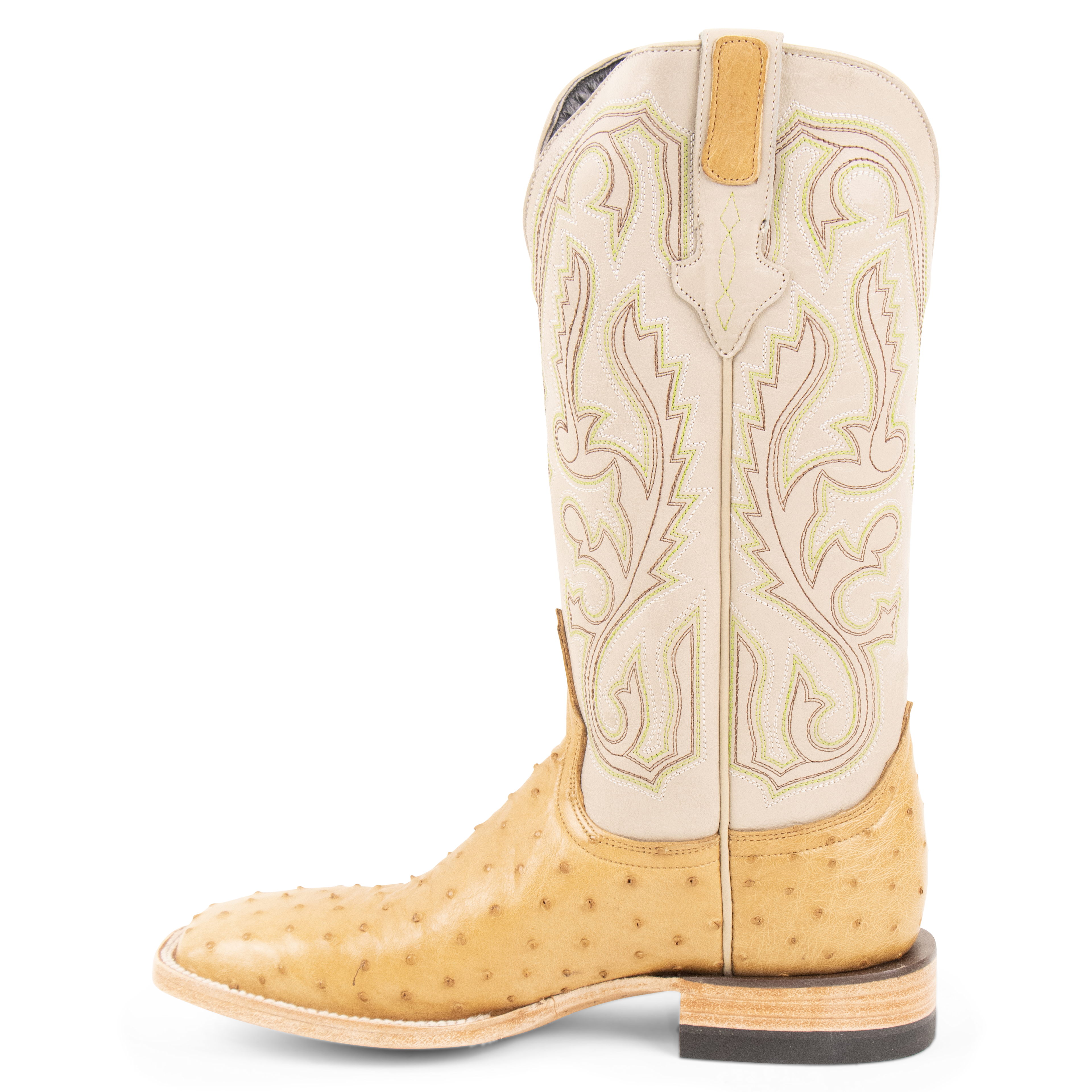 Full Quill Ostrich Saddle Tan - Square Toe