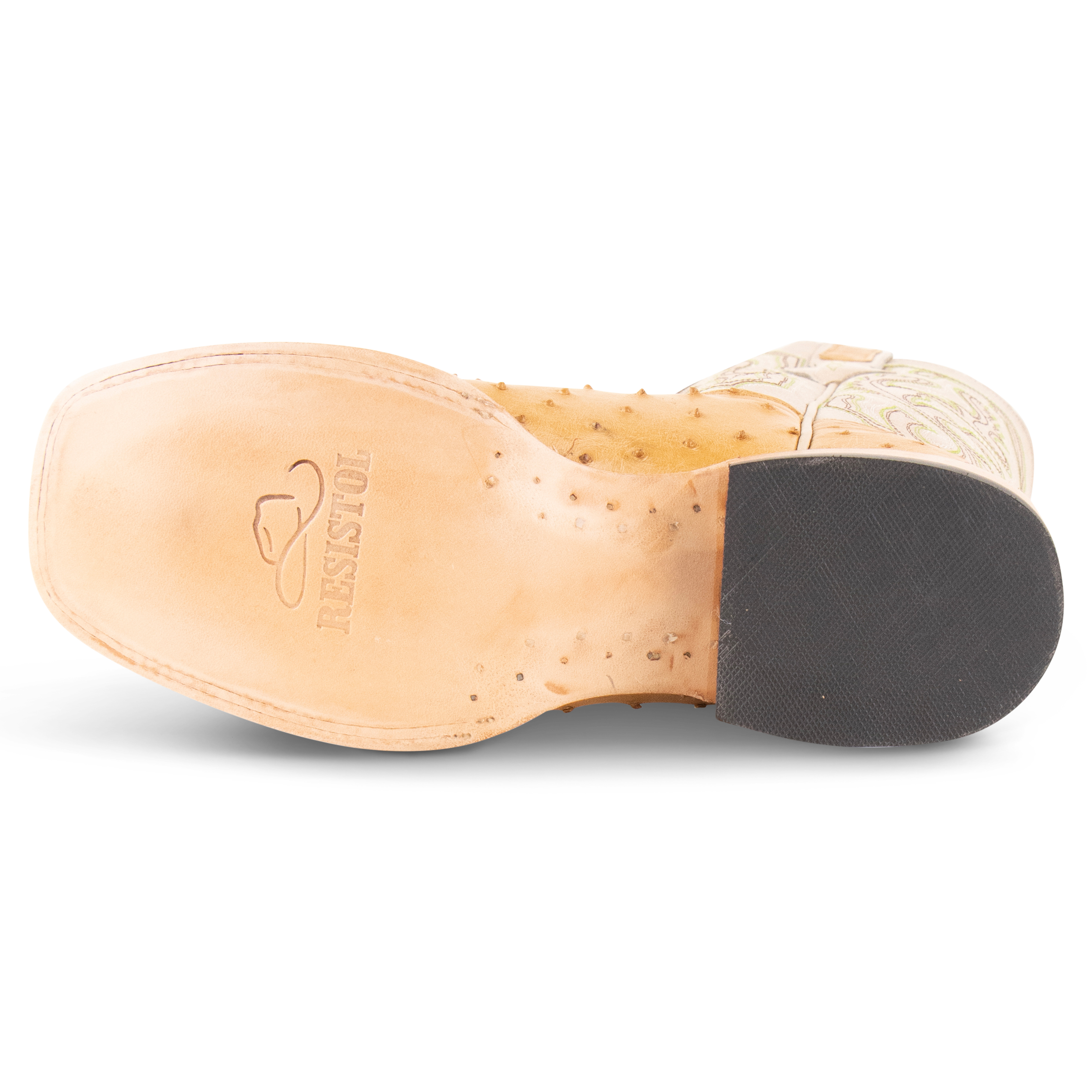 Full Quill Ostrich Saddle Tan - Square Toe