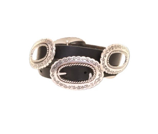 B1247 - Black Harness Concho Belt