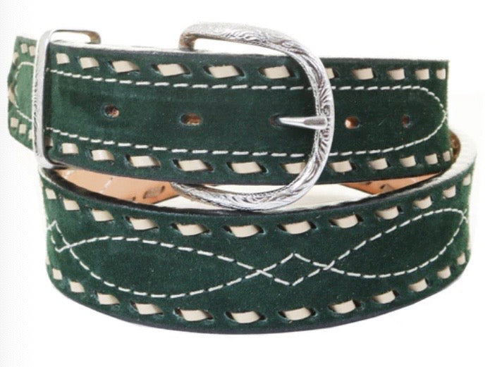 B1199B - Forest Green Suede Belt