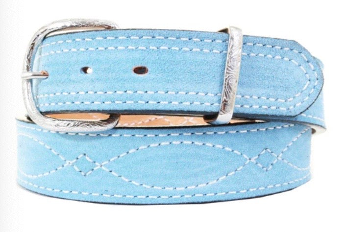B1223 - Powder Blue Suede Belt