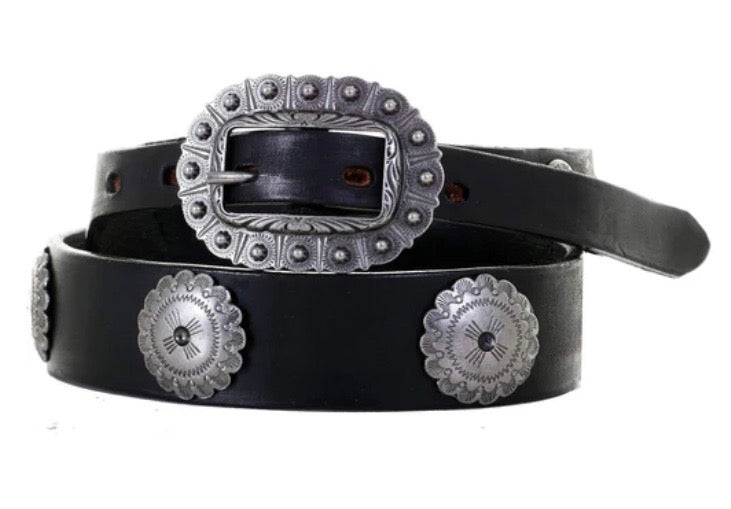 B1061 - Black Leather Concho Belt