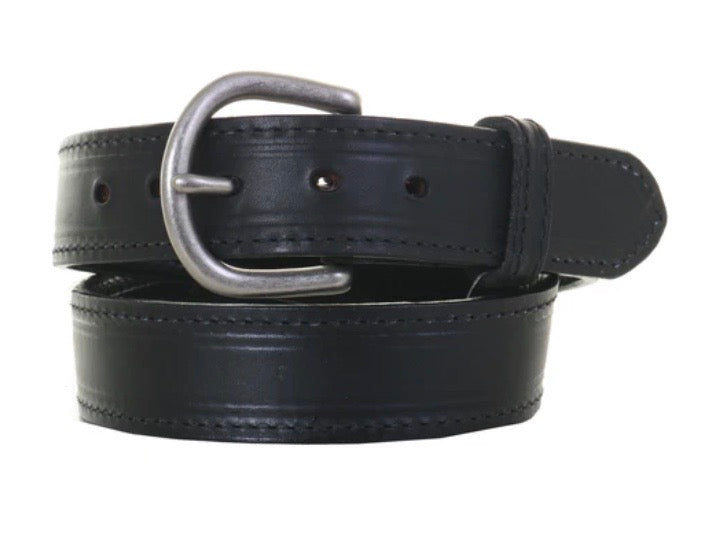 B646 - Black Stitched Harness Leather Belt