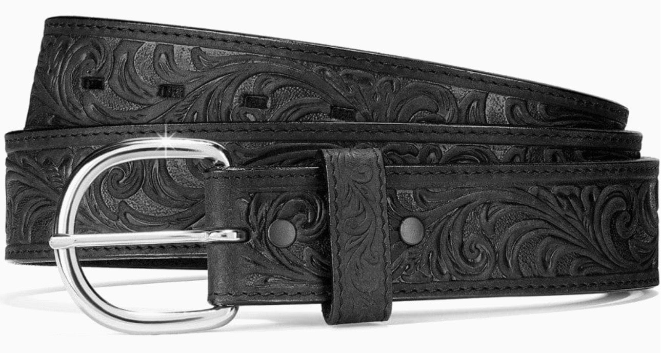 Black Western Scroll Tooled Belt