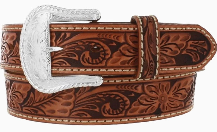 Tan Floral Tooled Belt