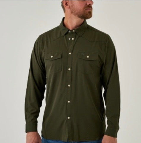 Burlebo Performance Western Shirt - Mallard Green