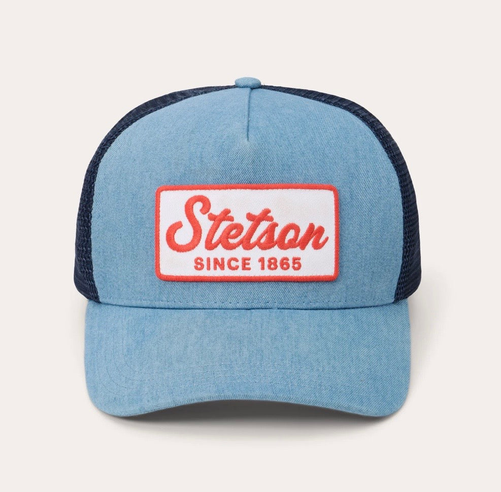 Stetson Washed Denim 1865 Patch Trucker Cap