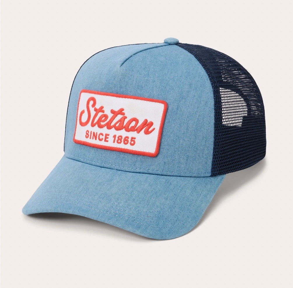 Stetson Washed Denim 1865 Patch Trucker Cap