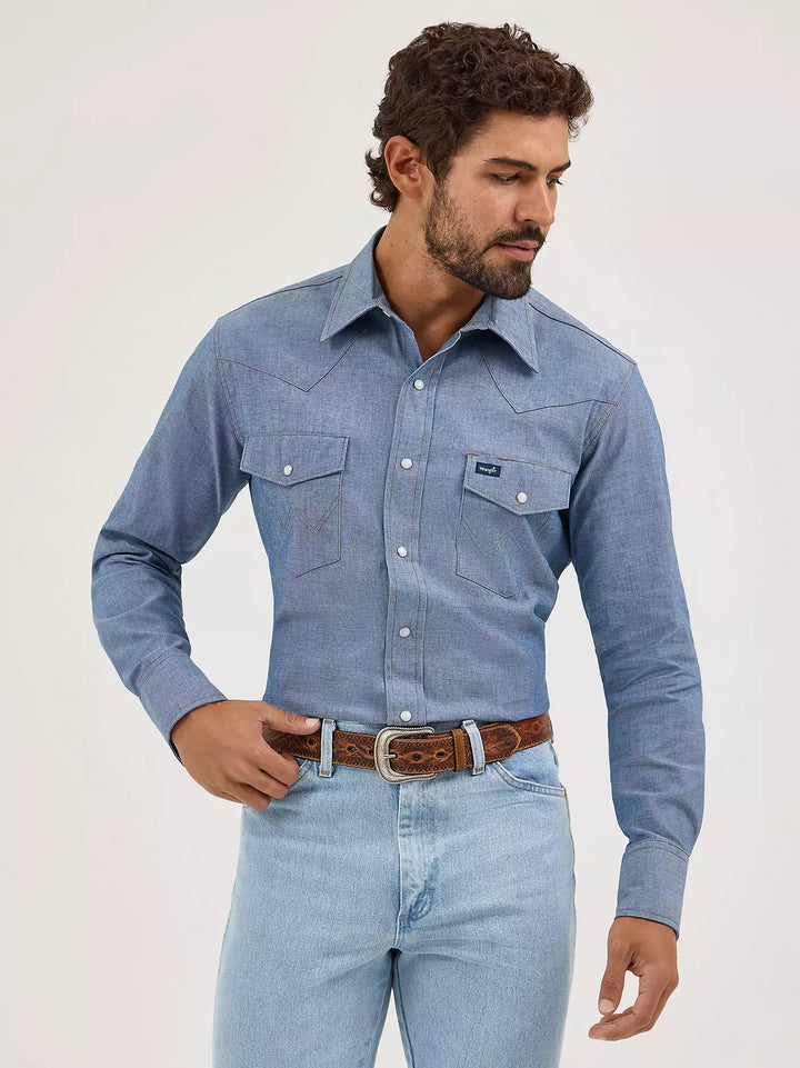 Wrangler Mens Chambray Work Shirt