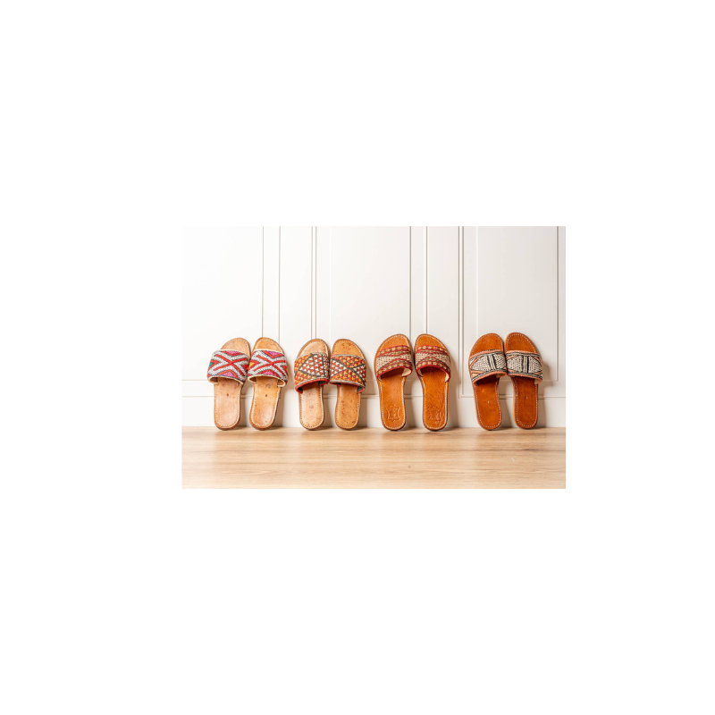 Moroccan Kilim Open-Toe Slides: US-9