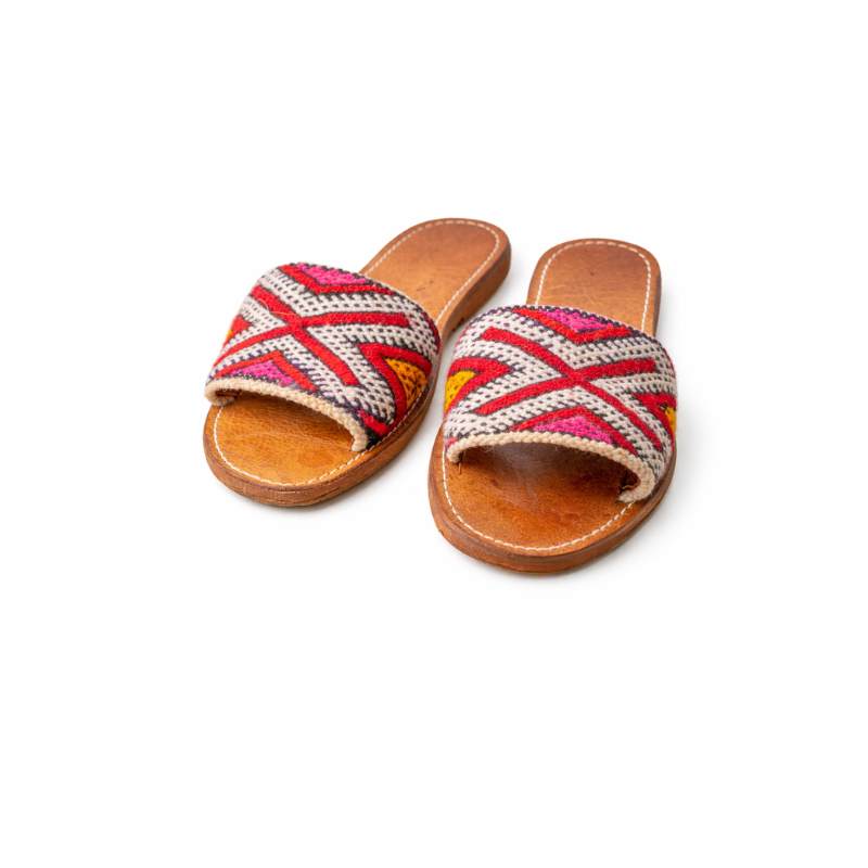 Moroccan Kilim Open-Toe Slides: US-9