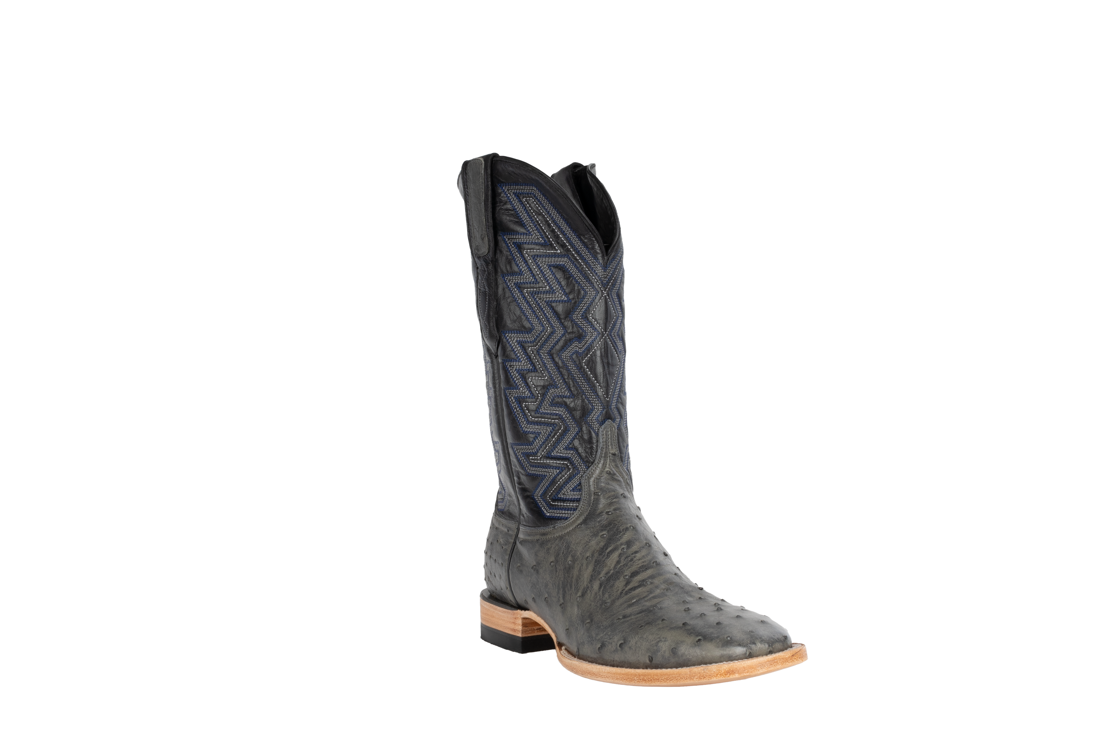 Full Quill Ostrich Grey - Square Toe