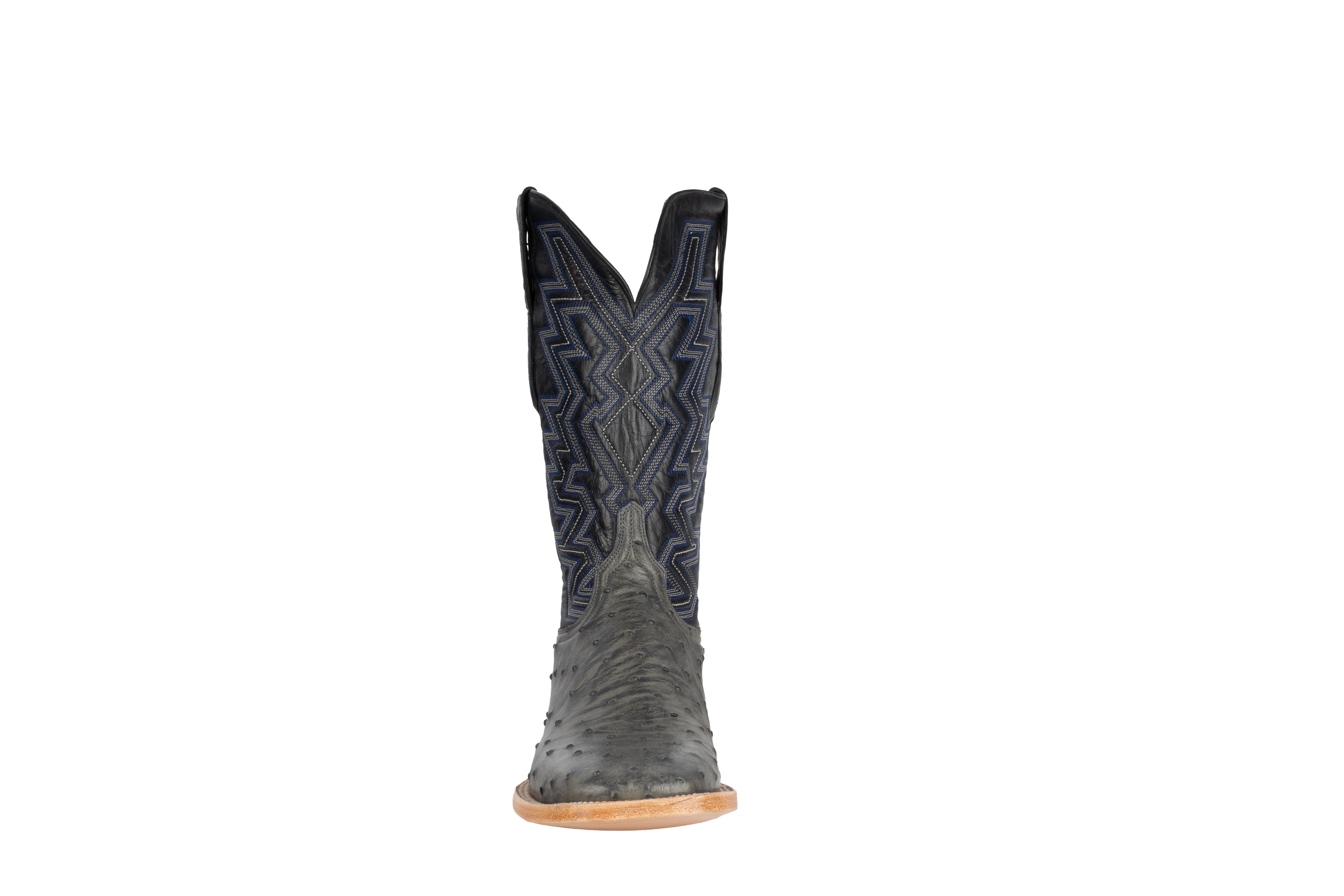 Full Quill Ostrich Grey - Square Toe