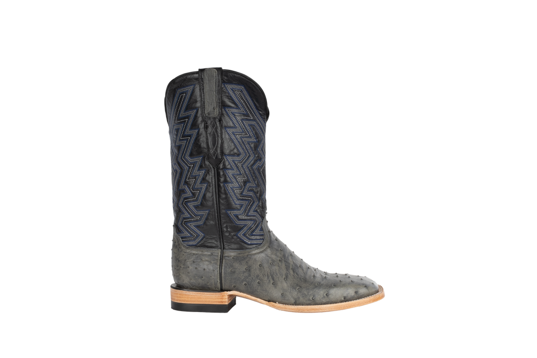 Full Quill Ostrich Grey - Square Toe