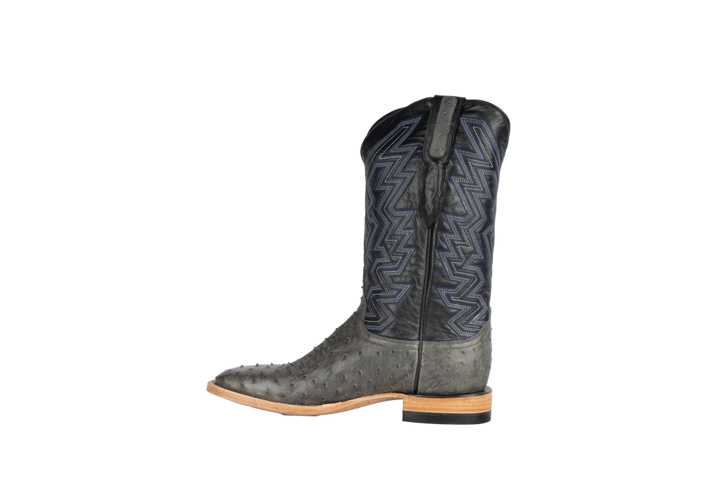 Full Quill Ostrich Grey - Square Toe