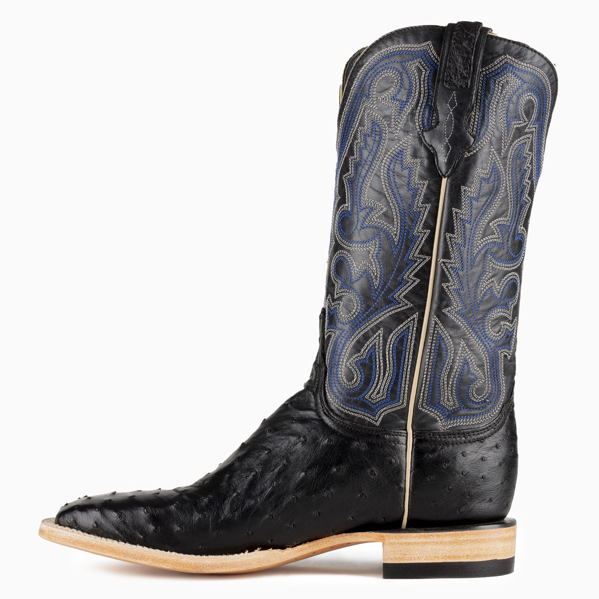 Full Quill Ostrich Black - Square Toe