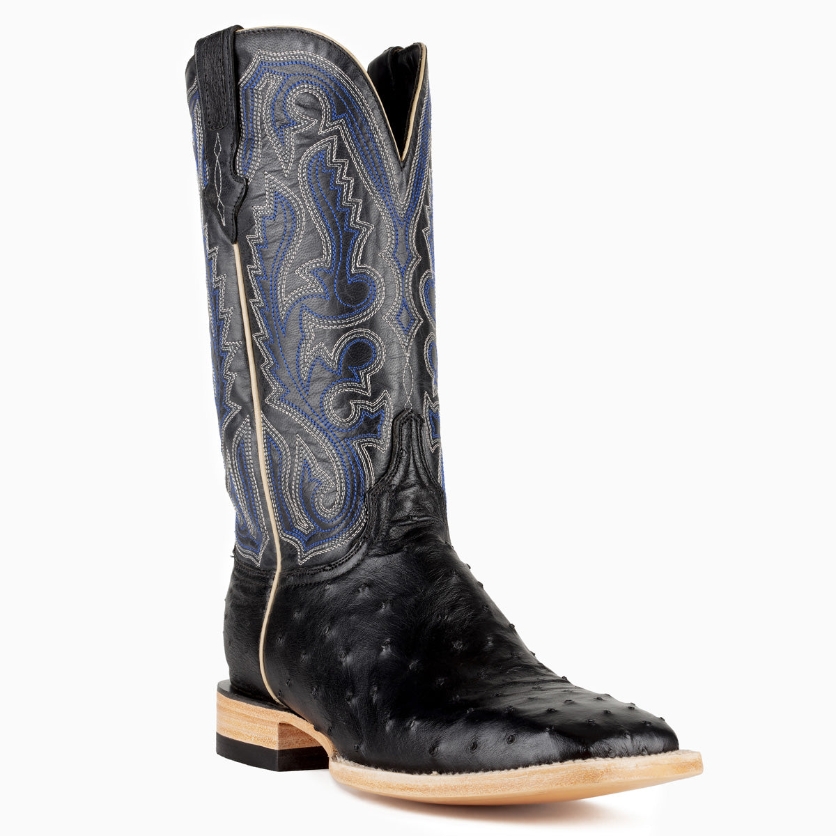 Full Quill Ostrich Black - Square Toe