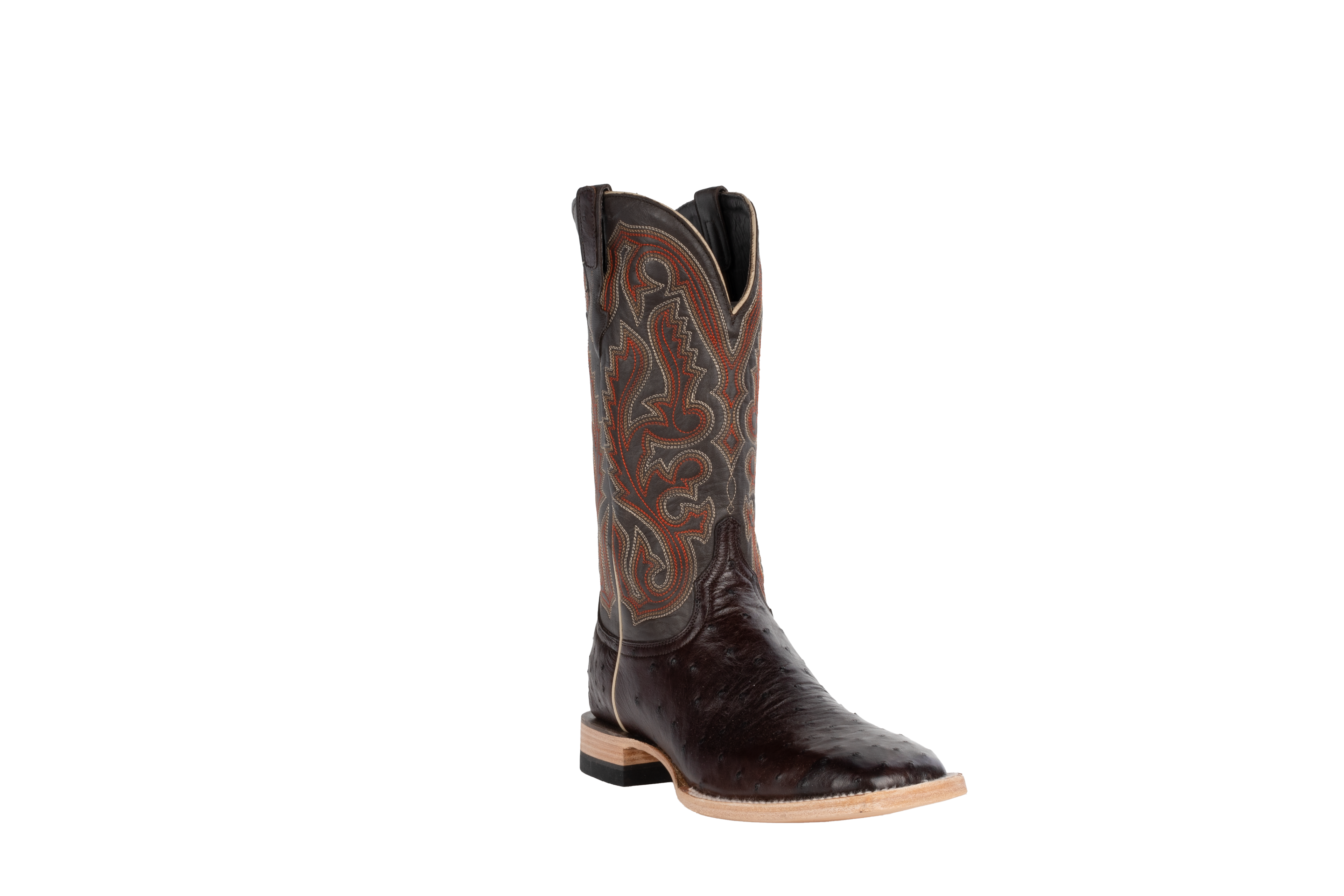 Full Quill Ostrich Nicotine - Square Toe