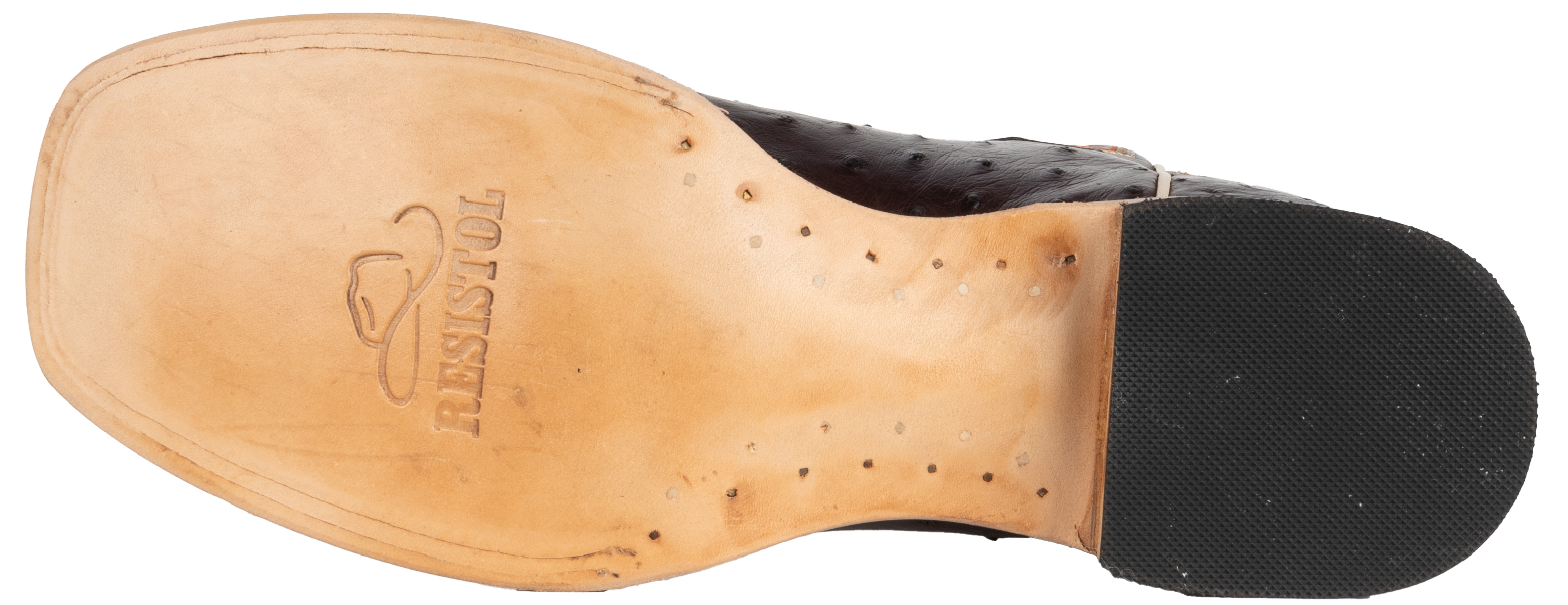 Full Quill Ostrich Nicotine - Square Toe