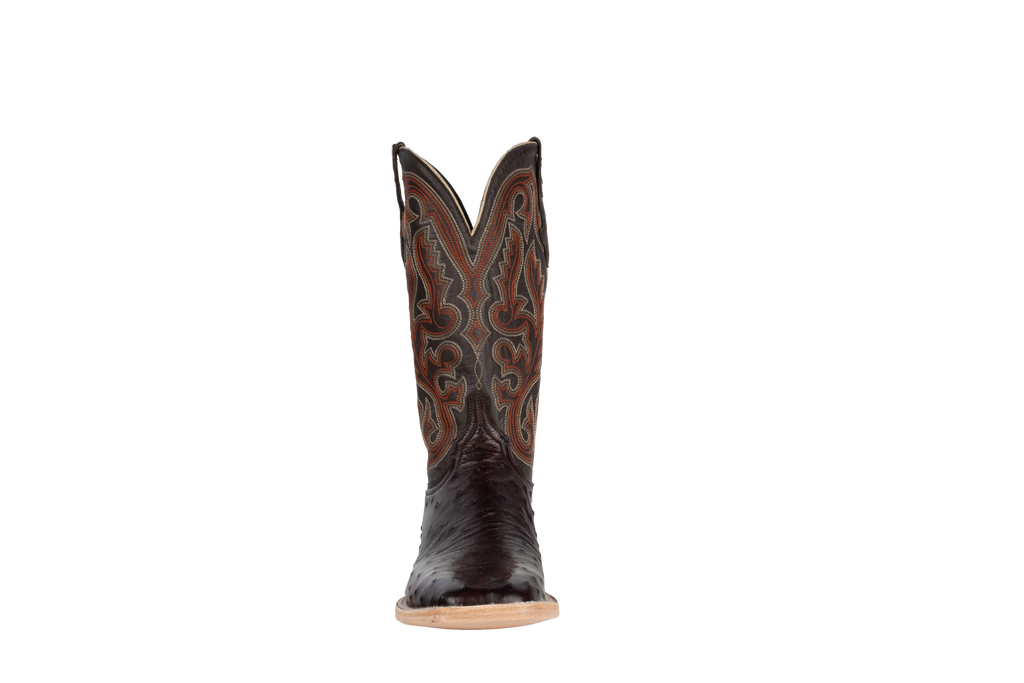 Full Quill Ostrich Nicotine - Square Toe