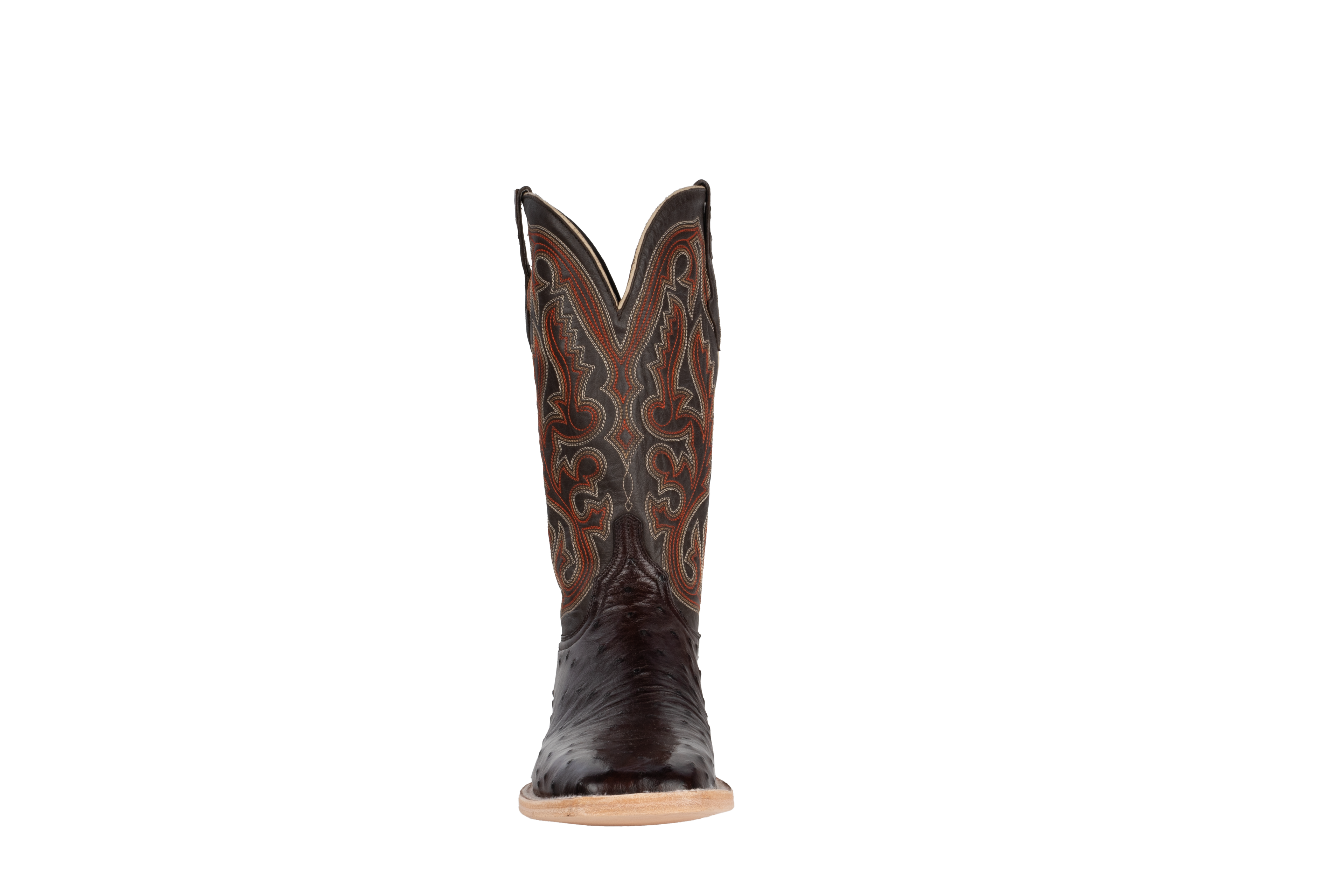 Full Quill Ostrich Nicotine - Square Toe