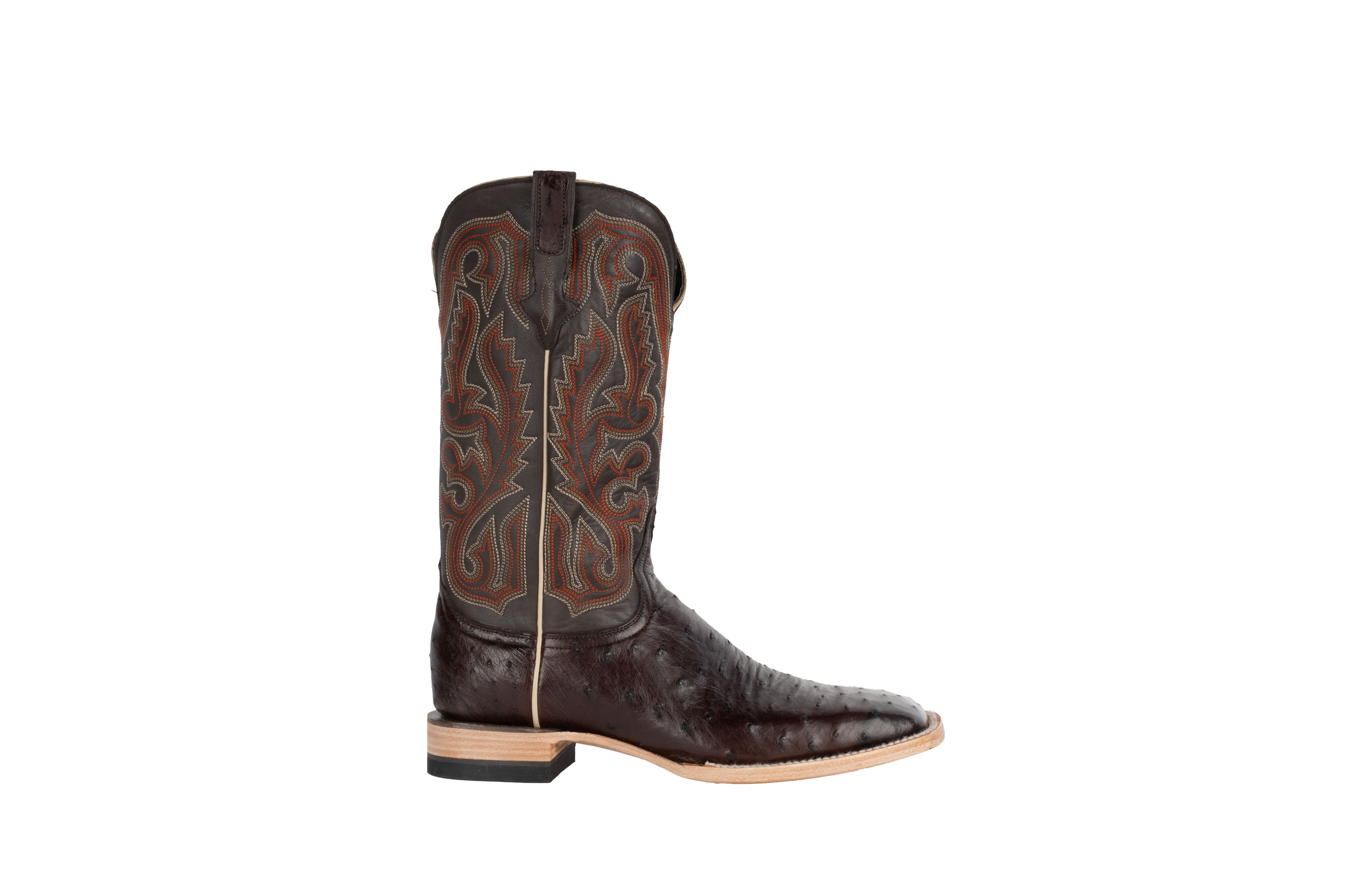 Full Quill Ostrich Nicotine - Square Toe
