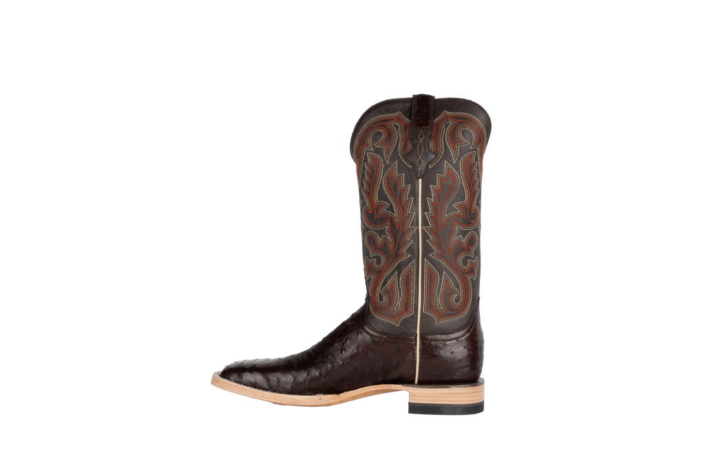 Full Quill Ostrich Nicotine - Square Toe