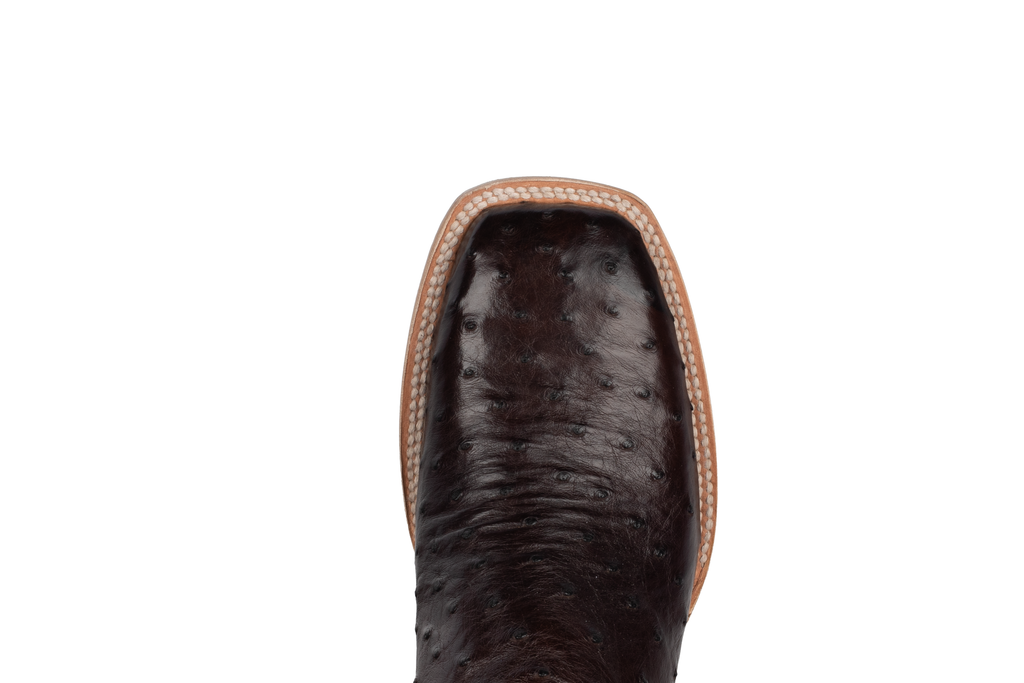 Full Quill Ostrich Nicotine - Square Toe