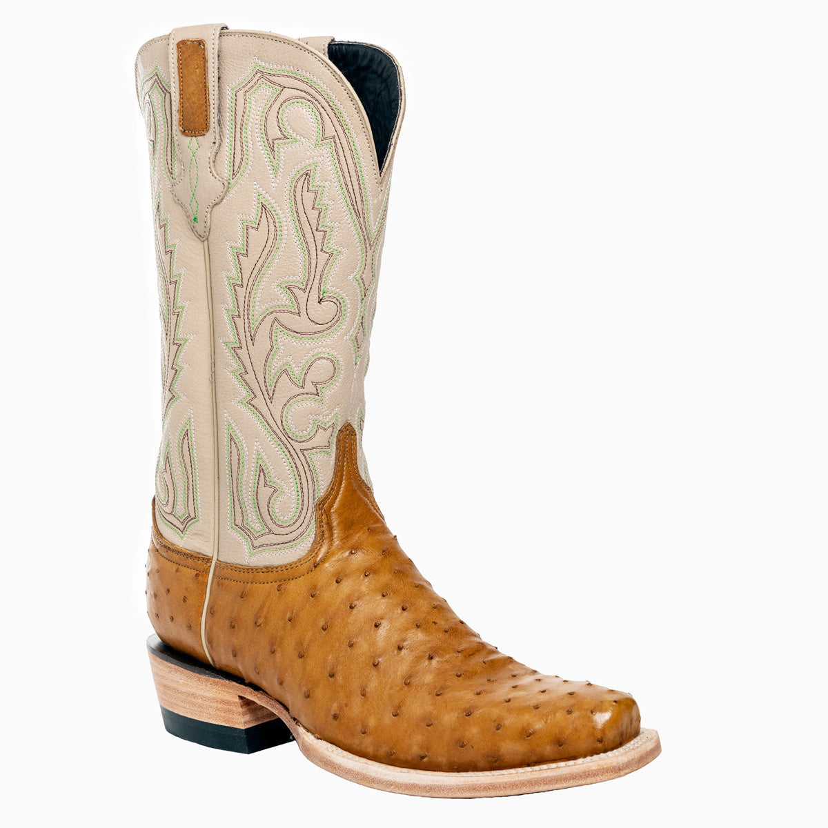 Full Quill Ostrich Saddle Tan - Cutter Toe