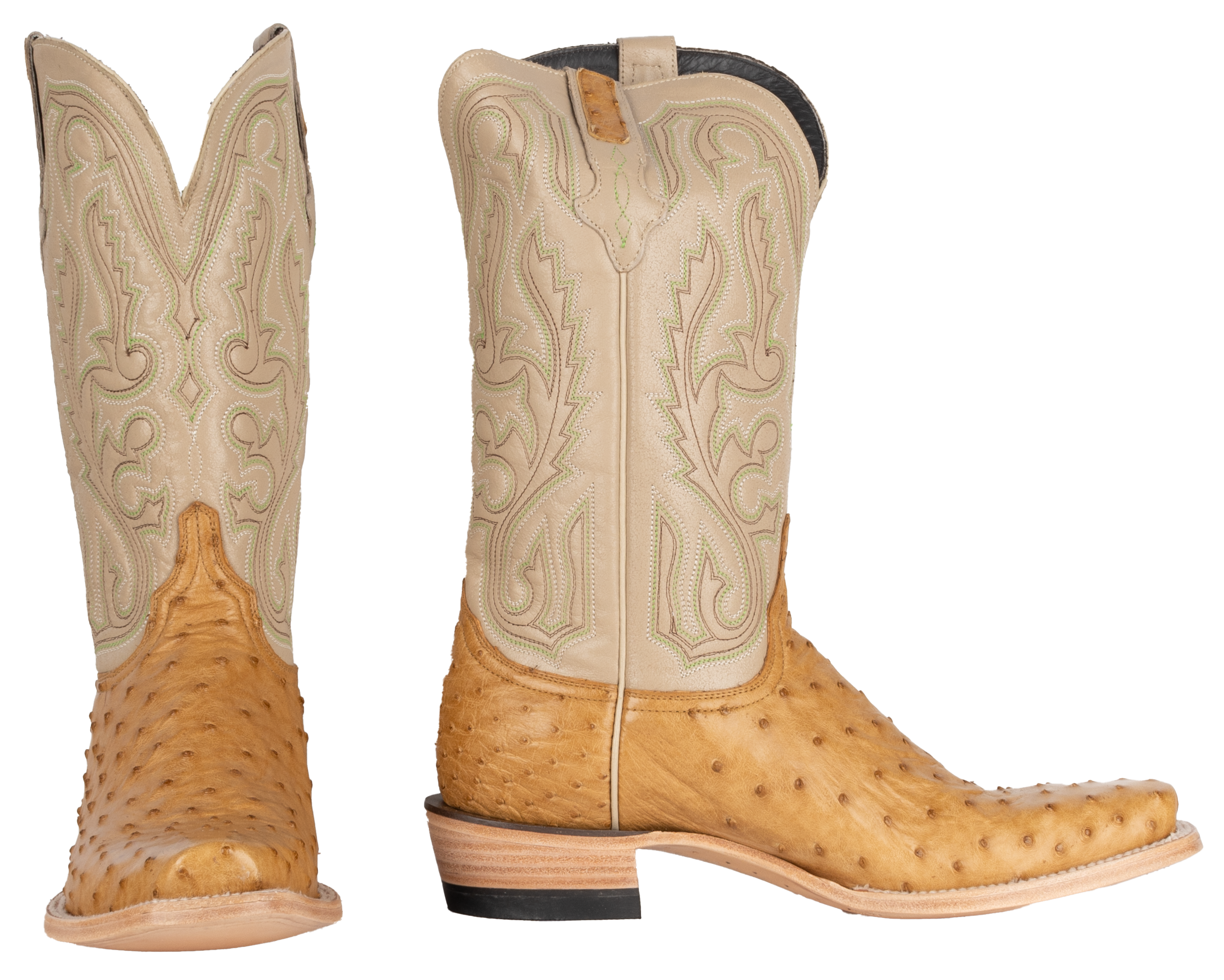 Resistol Boots Full Quill Ostrich Saddle Tan - Cutter Toe