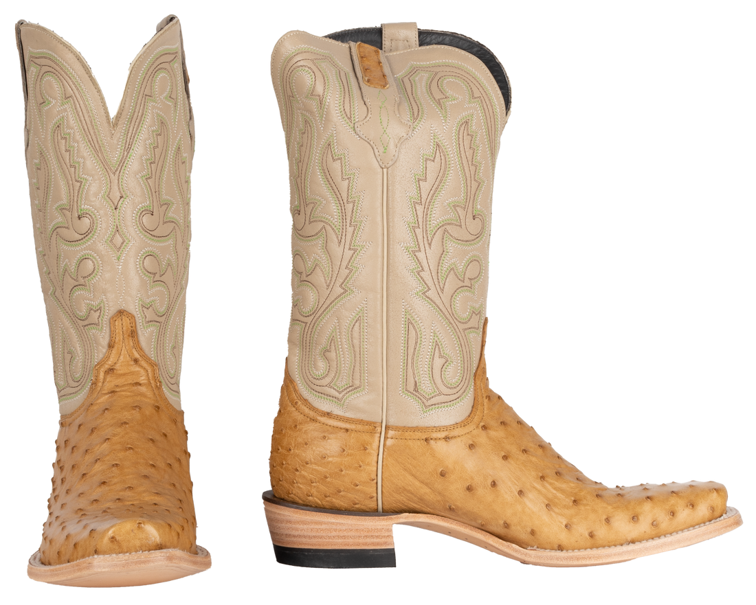 Resistol Boots Full Quill Ostrich Saddle Tan - Cutter Toe