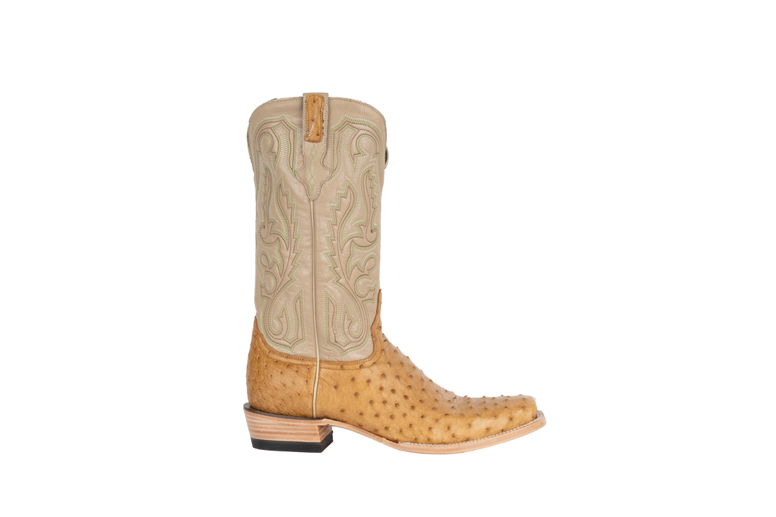 Resistol Boots Full Quill Ostrich Saddle Tan - Cutter Toe