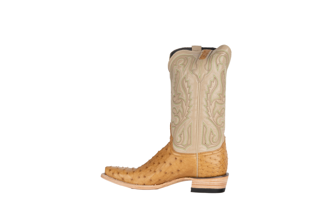 Resistol Boots Full Quill Ostrich Saddle Tan - Cutter Toe