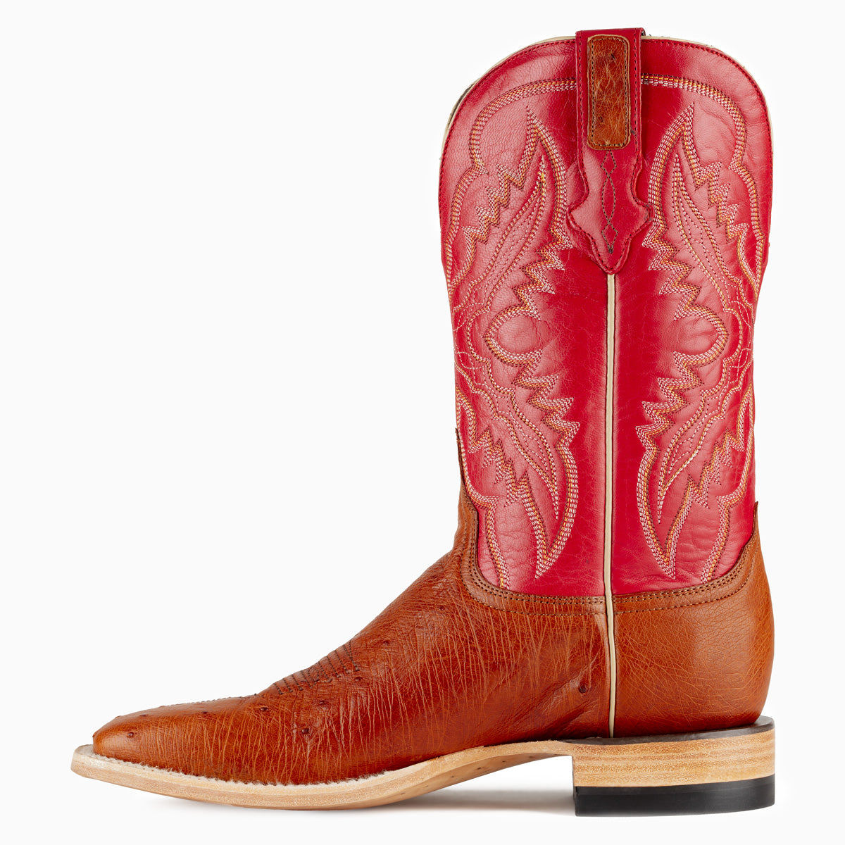 Smooth Ostrich Cognac - Square Toe