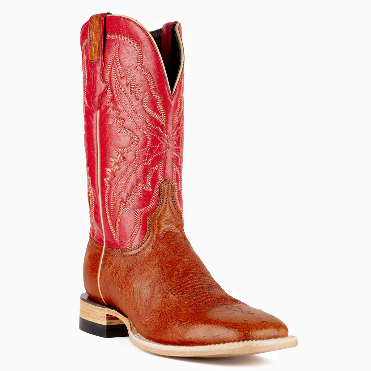 Smooth Ostrich Cognac - Square Toe