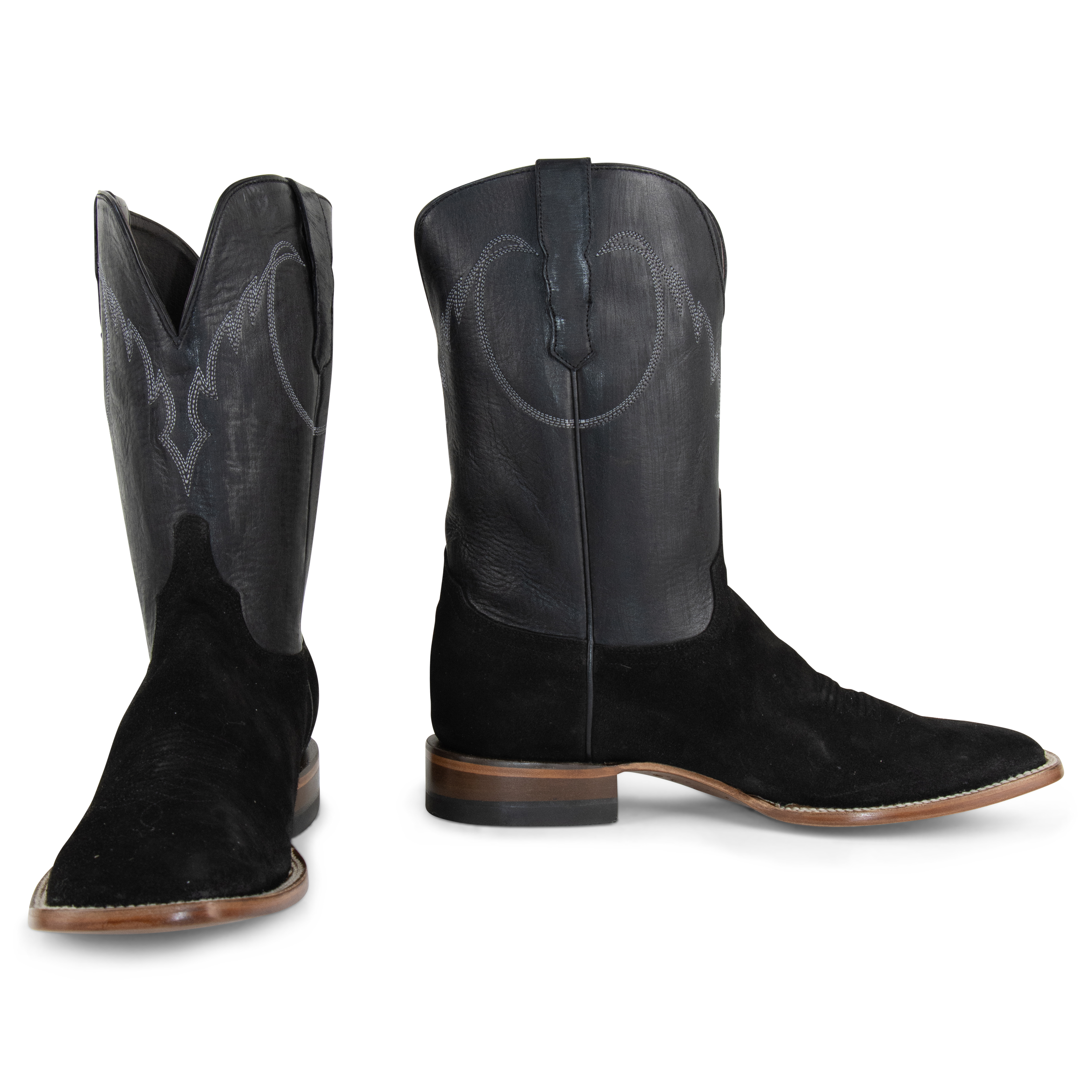 Black Roughout - Square Toe