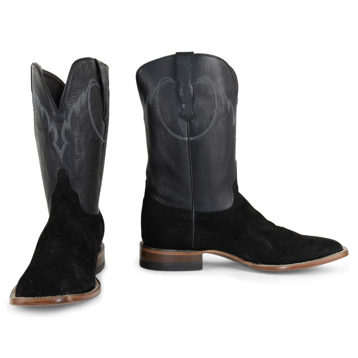 Black Roughout - Square Toe