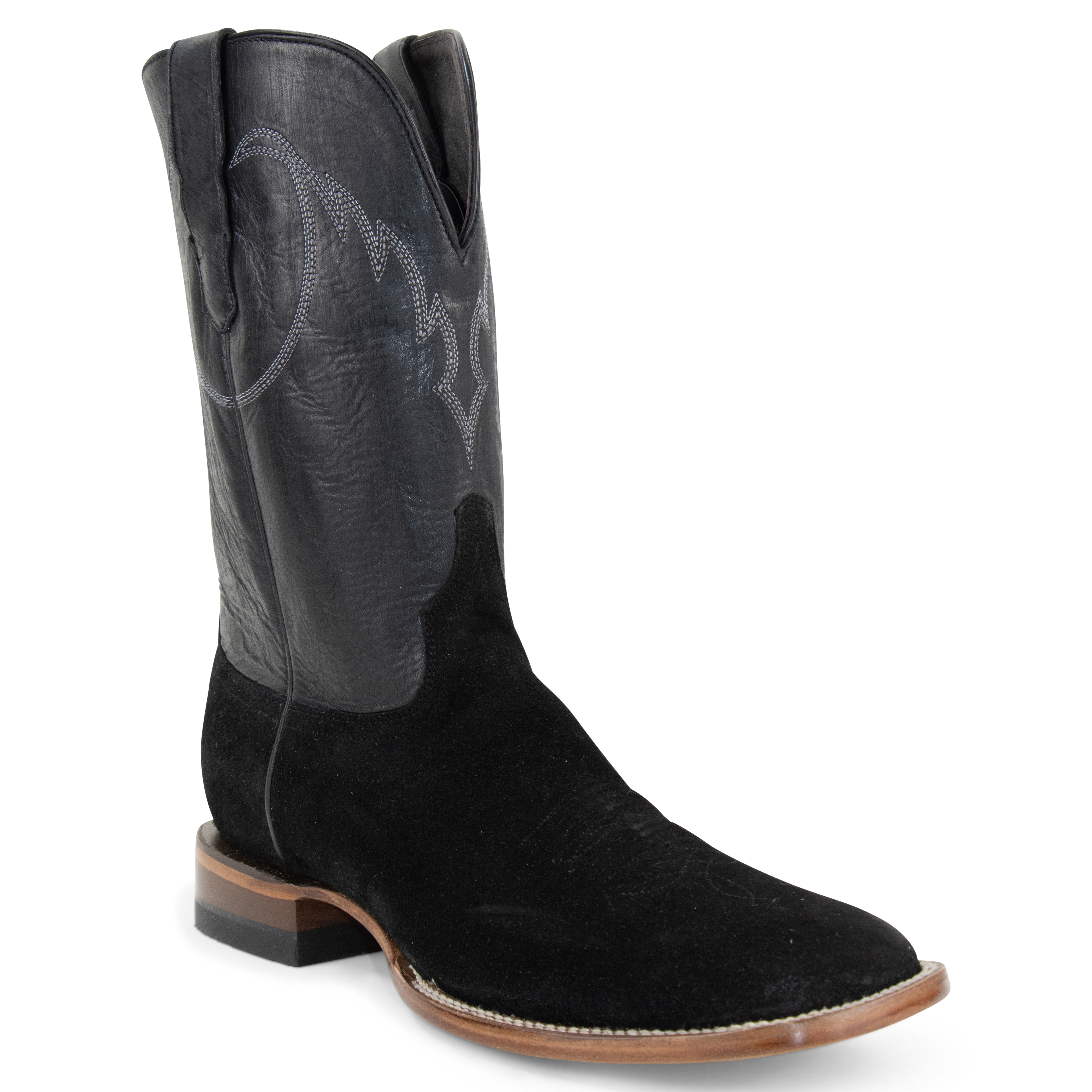Black Roughout - Square Toe
