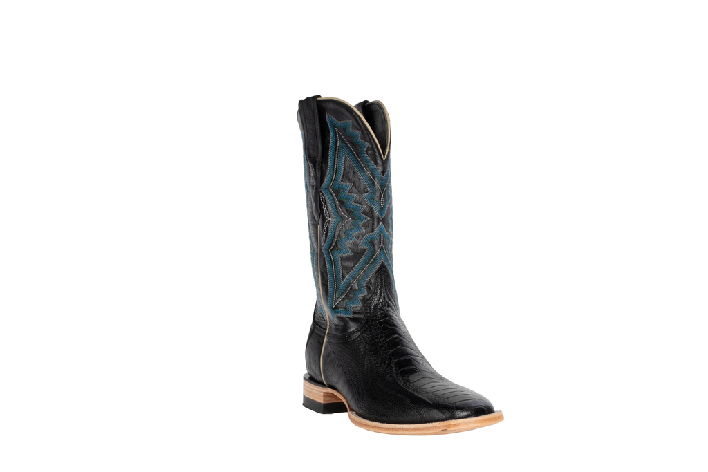 Ostrich Leg Black - Square Toe