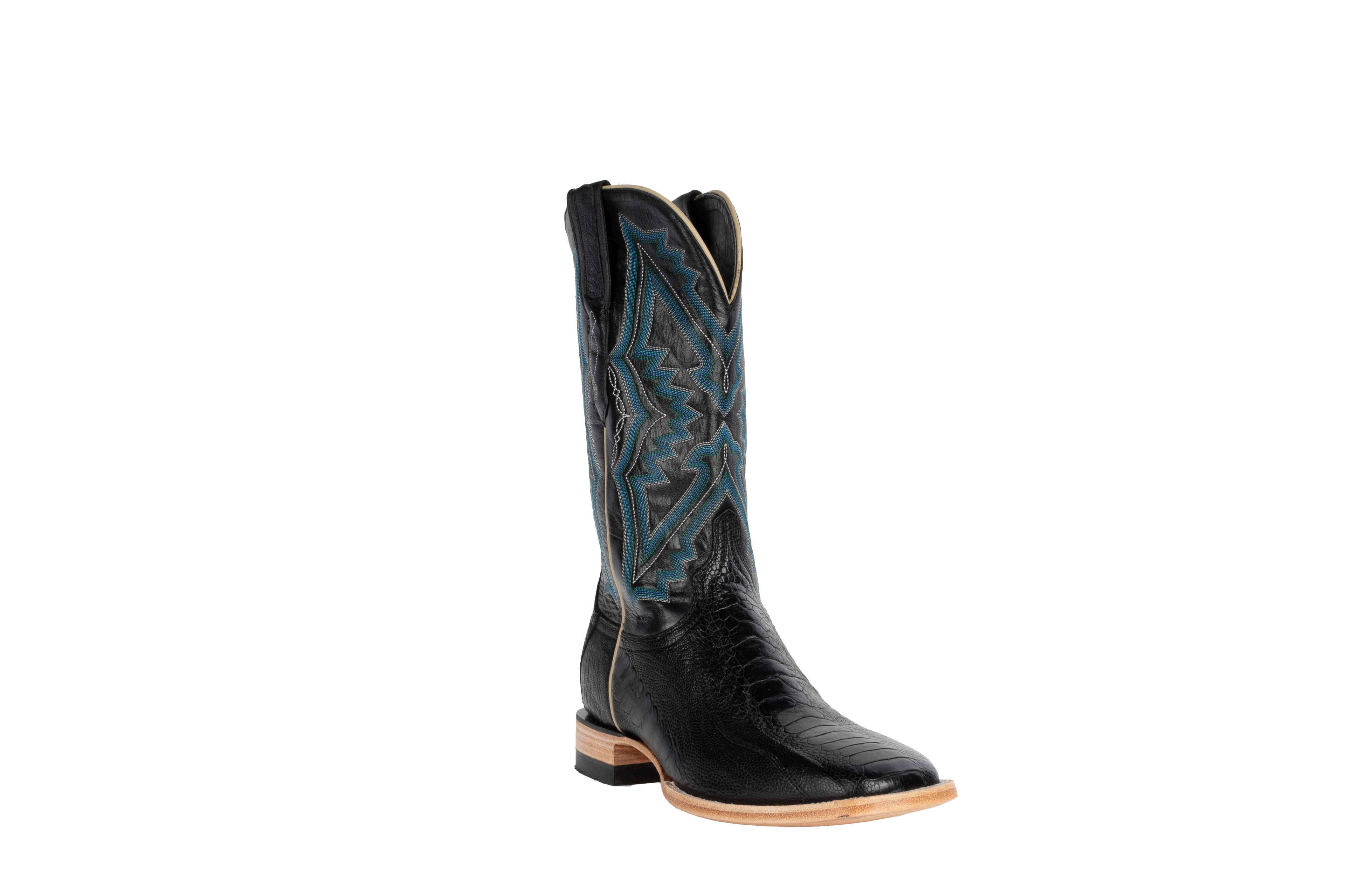Ostrich Leg Black - Square Toe