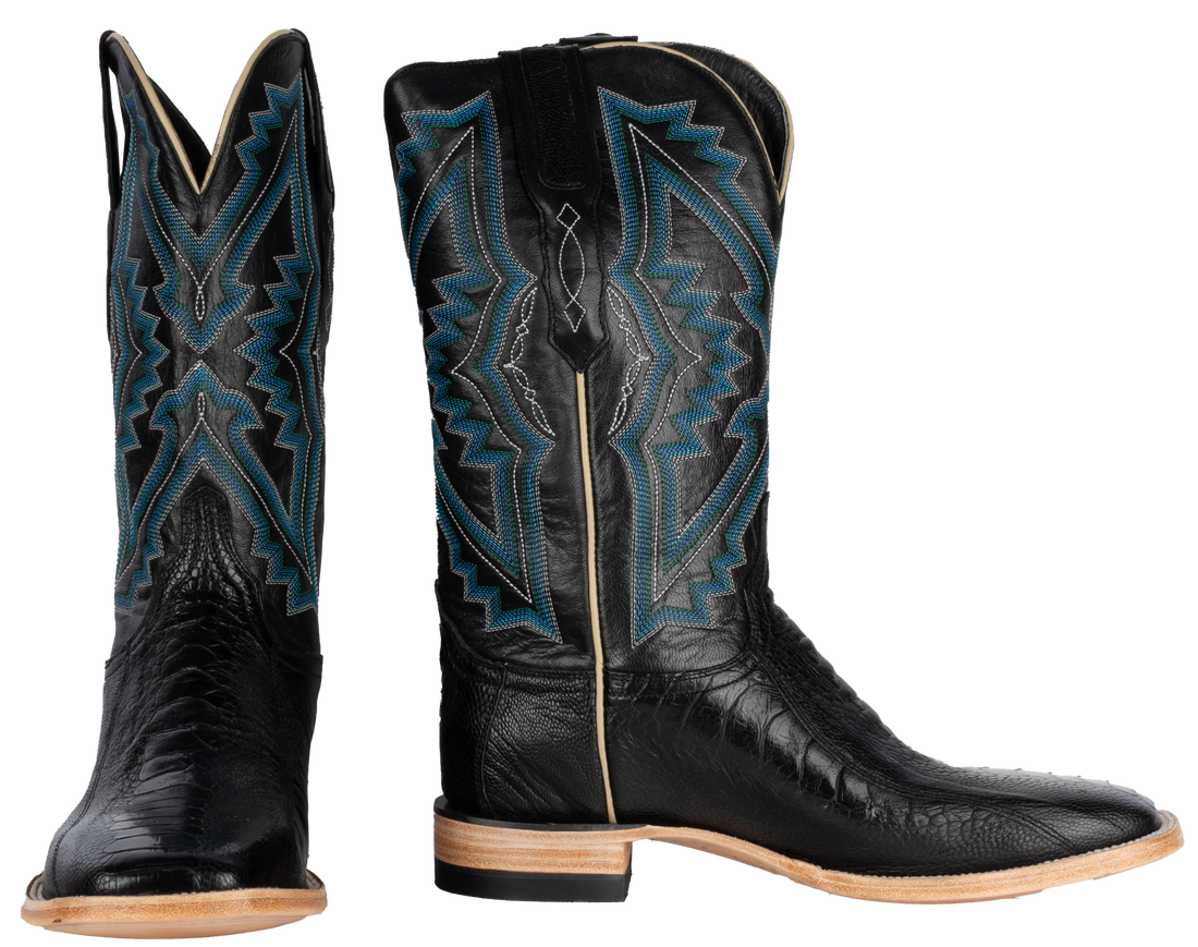 Ostrich Leg Black - Square Toe