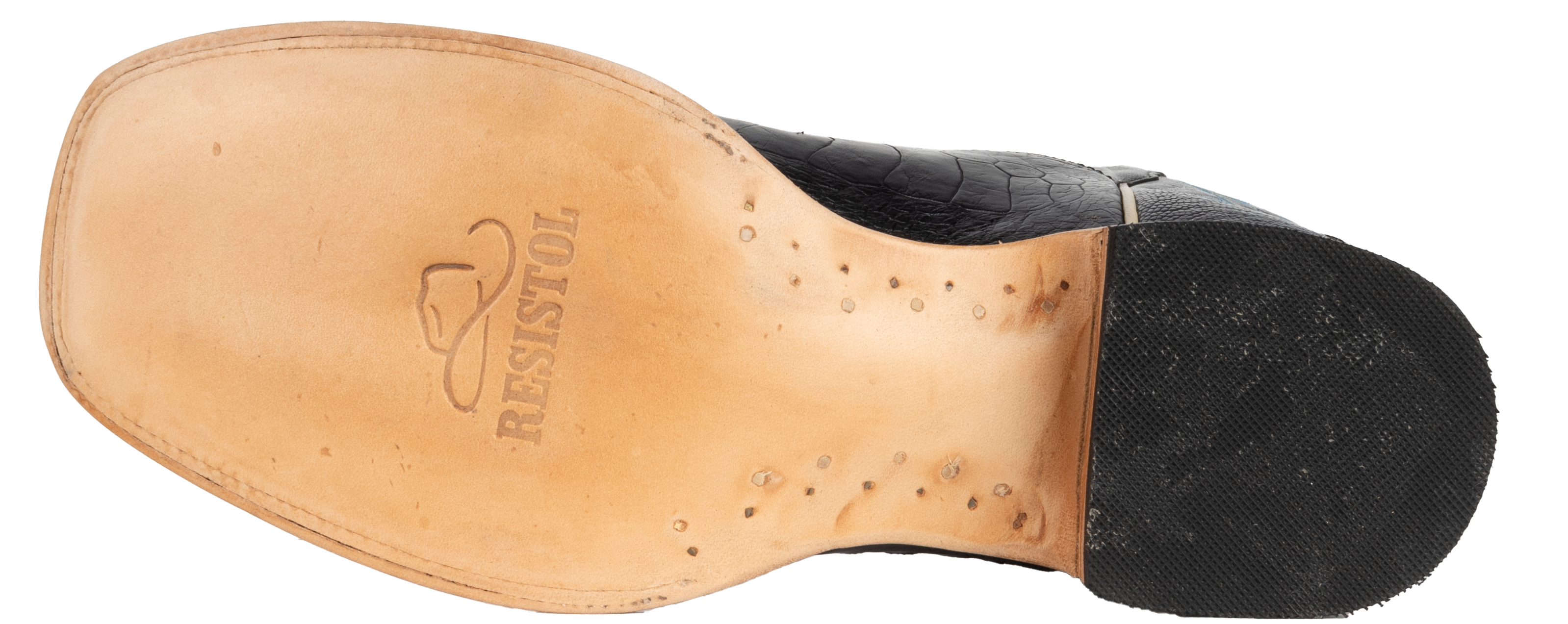 Ostrich Leg Black - Square Toe