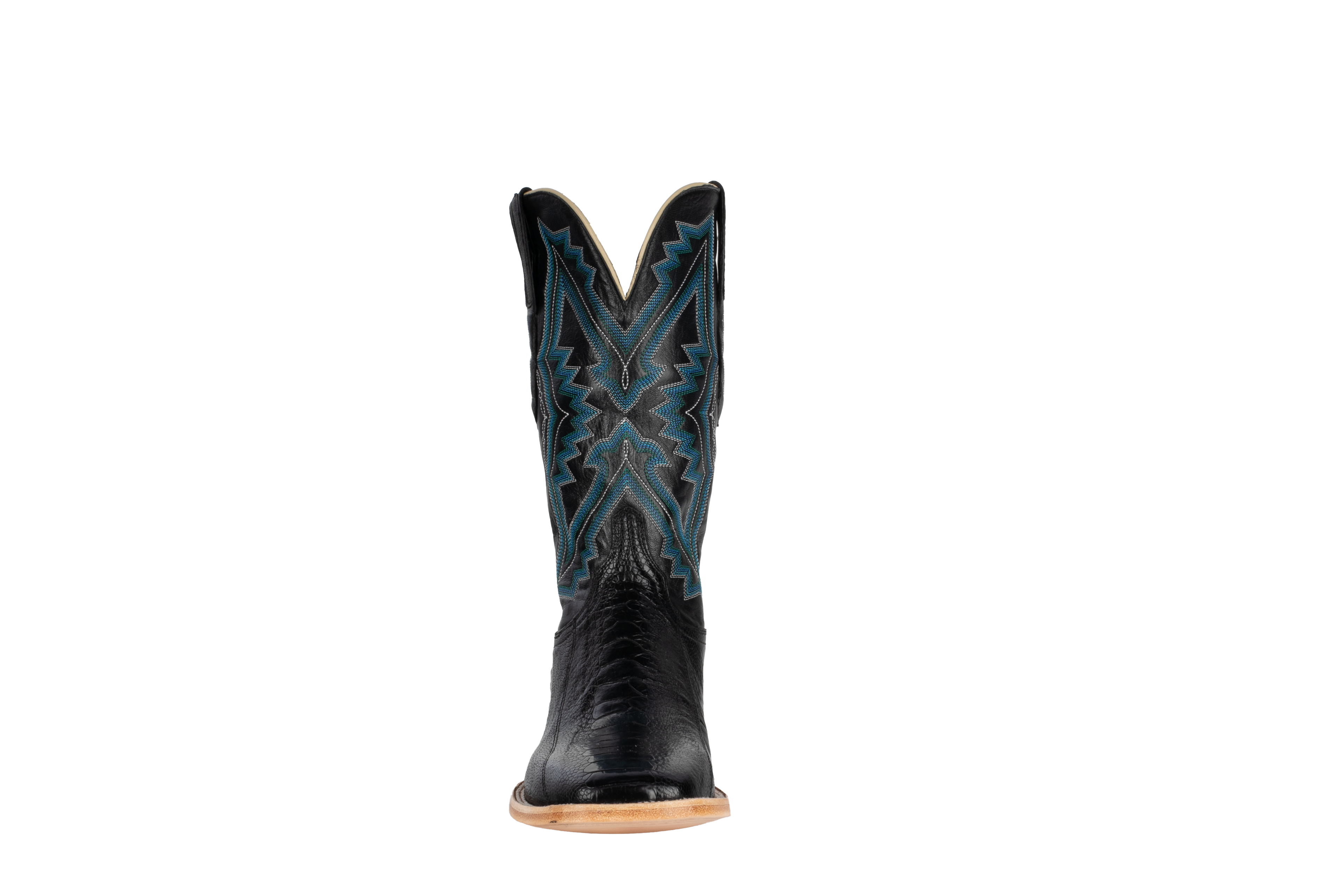 Ostrich Leg Black - Square Toe