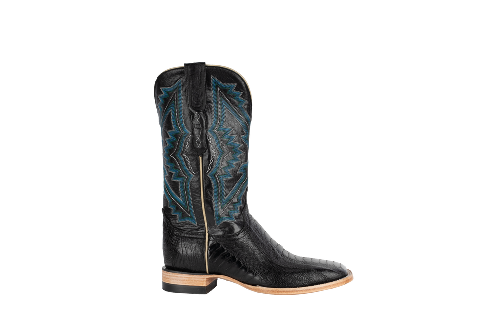 Ostrich Leg Black - Square Toe